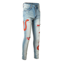 Solid Snake Embroidered Denim Pants