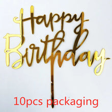 10Pcs Rose Gold Happy Birthday Cake Topper