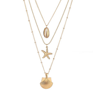 Long Layered Chain Necklace & Pendant Set