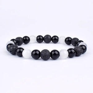 Natural Black Obsidian Hematite Tiger Eye Bead Bracelet