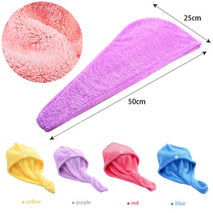 Super Absorbent Fast Drying Microfiber Hair Towel with Button