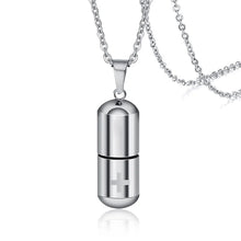 Vnox Hollow Pill Cross Engraved Cremation Urn Necklace