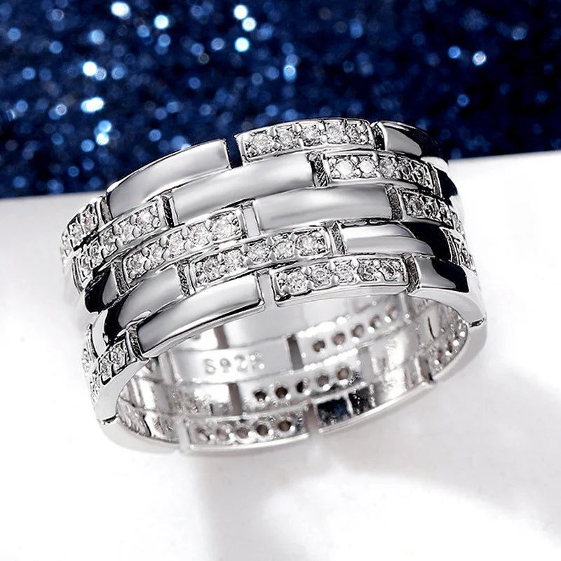 Huitan Silver Cubic Zirconia Ring