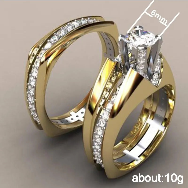 Huitan 2Pcs Wedding Ring Set