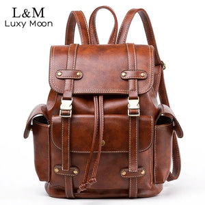 Vintage Large Capacity Leather Backpack