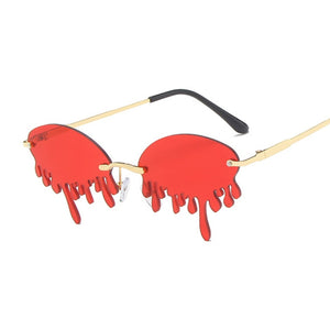 Rimless Trendy Tears Shaped Sunglasses