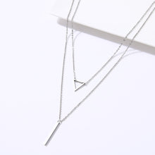 Double Pendant Hollow Triangle and Stick Stainless Steel Pendant Necklace