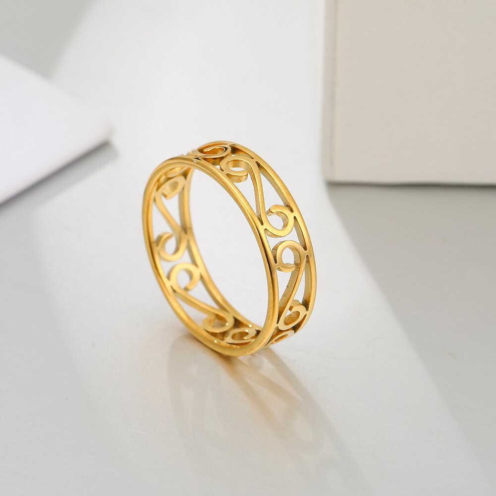 Retro Filigree Stainless Steel Cutout Ring