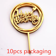 10Pcs Rose Gold Happy Birthday Cake Topper