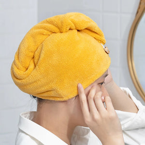 Super Absorbent Fast Drying Microfiber Hair Towel with Button