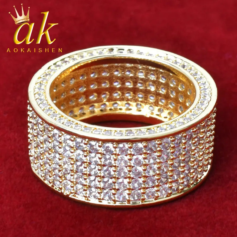 5 Row  Cubic Zircon Iced Men's Ring