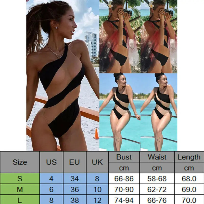 One Piece Push-up Padded One Shoulder Bathing Suit