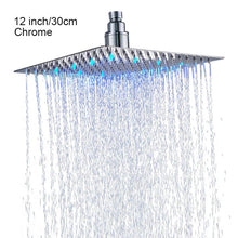 LED Rainfall Shower Head Stainless Steel Square Color Changing Lights Shower Head