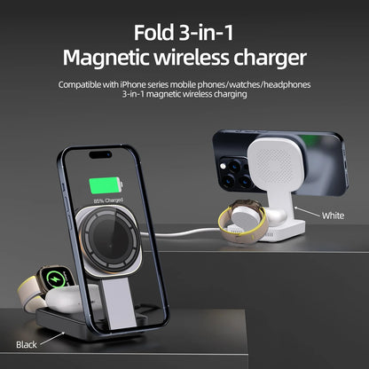 3 in 1 Foldable Magnetic Wireless Charging Stand
