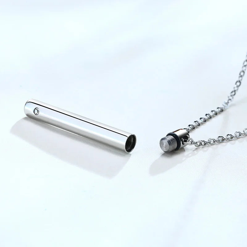 Vnox Hollow Pill Cross Engraved Cremation Urn Necklace