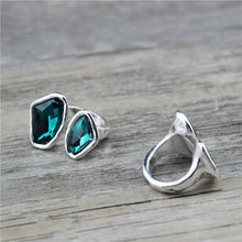 Designer Retro Irregular Crystal Antique Silver-plated Ring