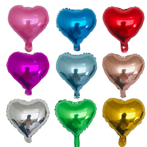 10pcs 10" Heart Shape Foil Balloons