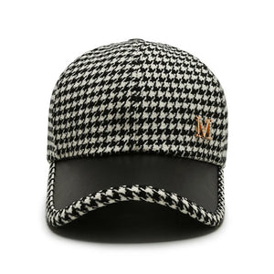 Houndstooth Retro British Style Plaid Hat