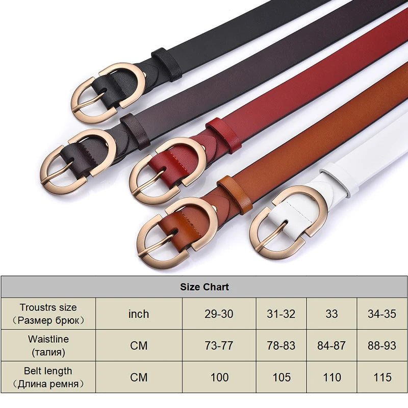 VATLTY Authentic Leather Golden Alloy Buckle Belt