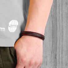 Leather Rope Stainless Steel Buckle Braided Bracelet