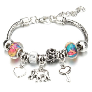 Antique Original Elephant Key Lock Shape Charm Bracelets