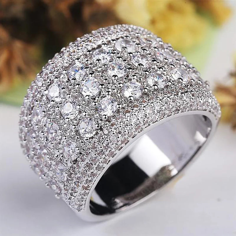 Huitan  Full Brilliant Cubic Zirconia Gorgeous Wedding Band for Women