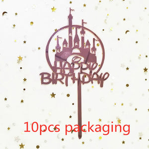 10Pcs Rose Gold Happy Birthday Cake Topper