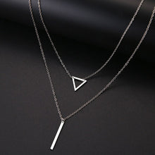 Double Pendant Hollow Triangle and Stick Stainless Steel Pendant Necklace