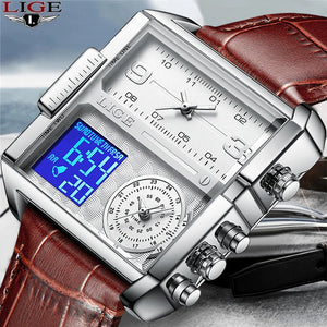 LIGE Square Digital Sports Quartz Wristwatch