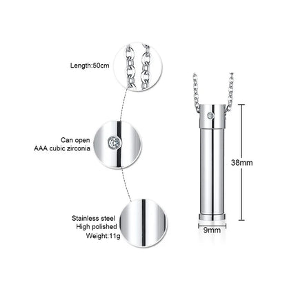 Vnox Hollow Pill Cross Engraved Cremation Urn Necklace