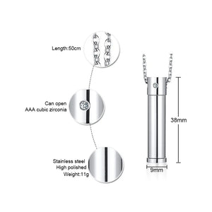 Vnox Hollow Pill Cross Engraved Cremation Urn Necklace