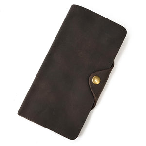 Vintage Genuine Leather Long RFID Blocking Wallet