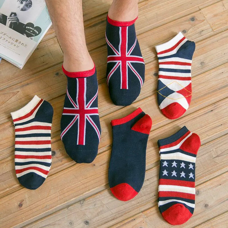 5 Pairs Fashion National Flag Cotton Socks