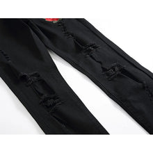 Black Ripped Floral Embroidered Stretch Skinny Jeans