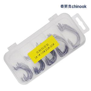 50pcs Wide Carbon Steel Offset Fishhook