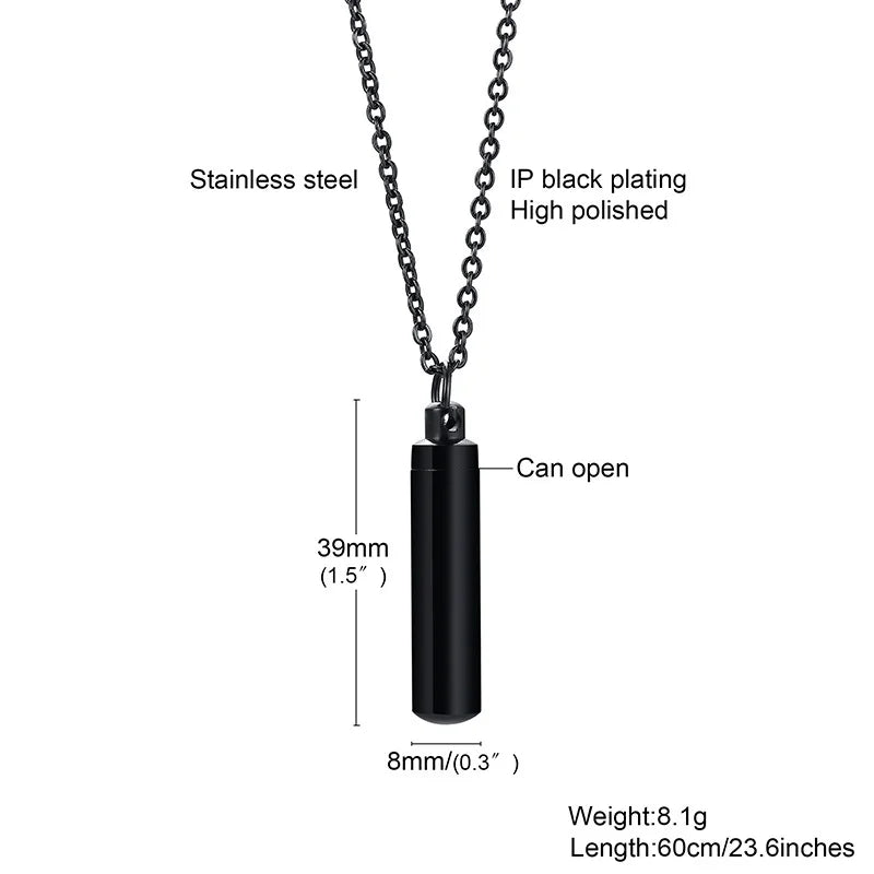 Vnox Hollow Pill Cross Engraved Cremation Urn Necklace