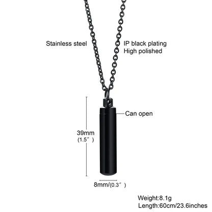 Vnox Hollow Pill Cross Engraved Cremation Urn Necklace