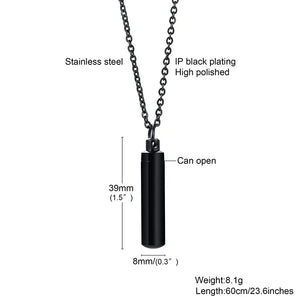 Vnox Hollow Pill Cross Engraved Cremation Urn Necklace