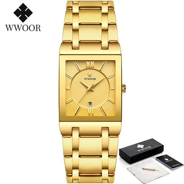 WWOOR Quartz Square Face Geneva Design Wrist Watch