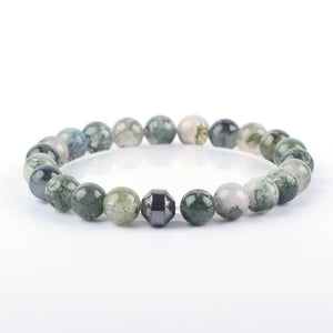 Labradorite Cylinder Hematite Beaded Bracelet