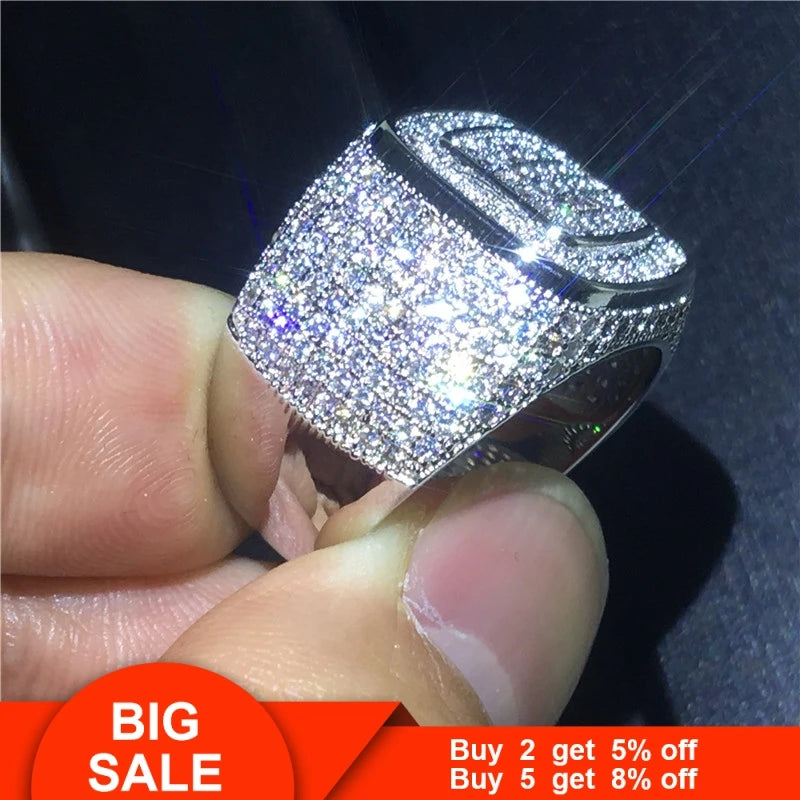 925 Sterling Silver Pave Setting AAAAA Cubic Zirconia Rings