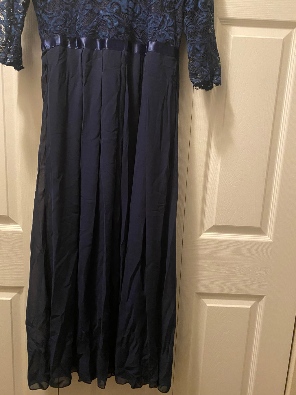 Long 3/4 Sleeve Blue Lace Dress SZ 7/8