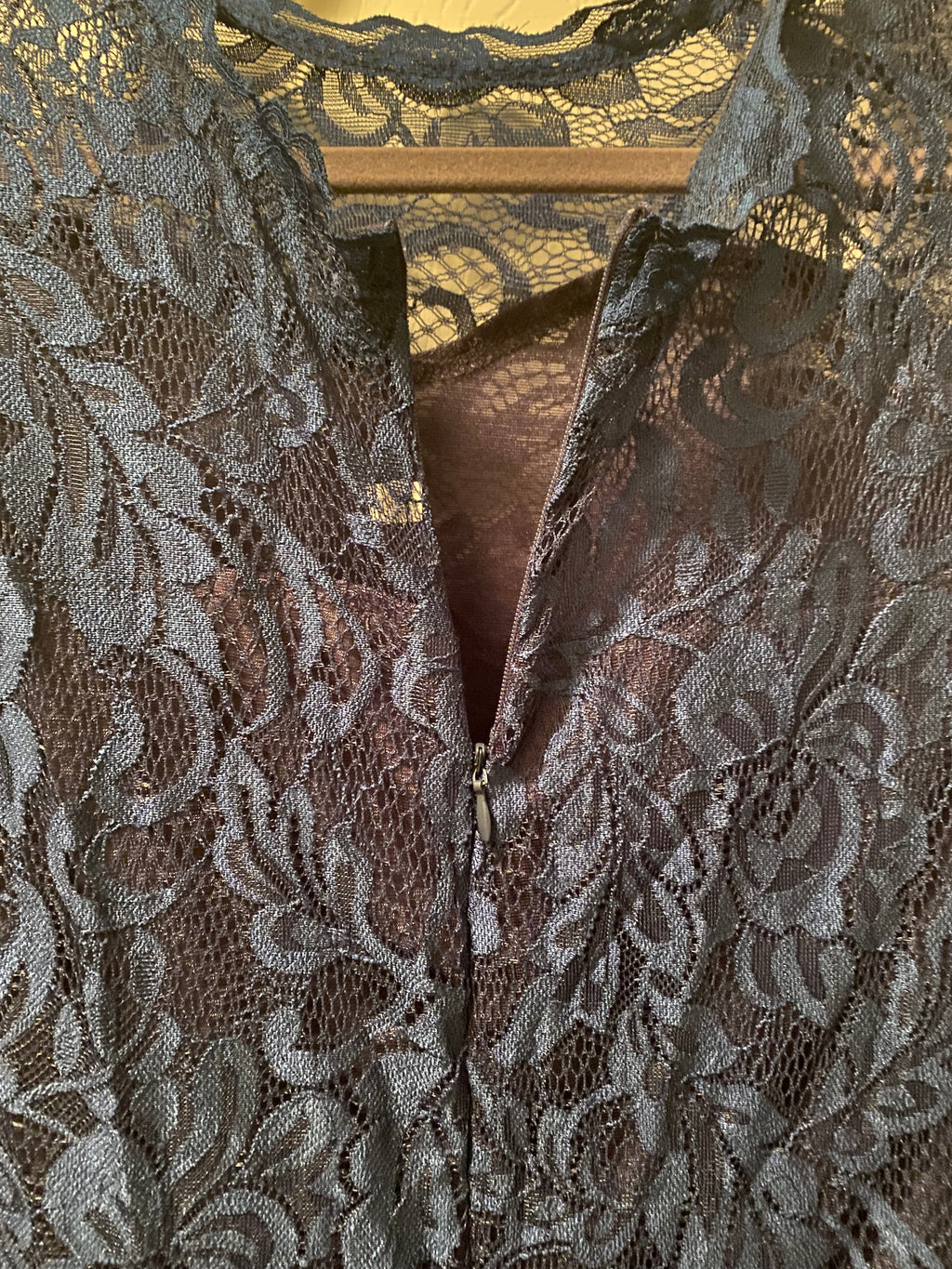 Long 3/4 Sleeve Blue Lace Dress SZ 7/8