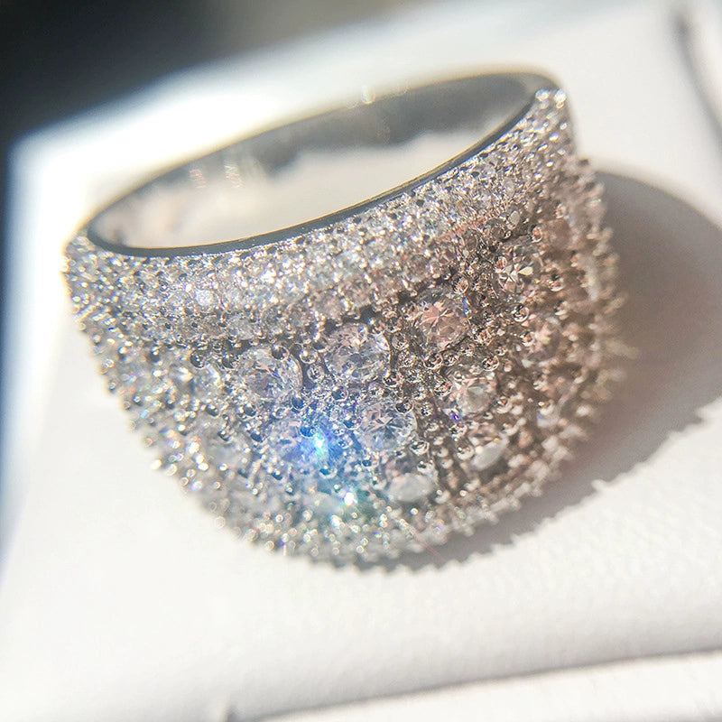 Seiko Eight-Heart Micro-Inlaid Full Zircon Ring