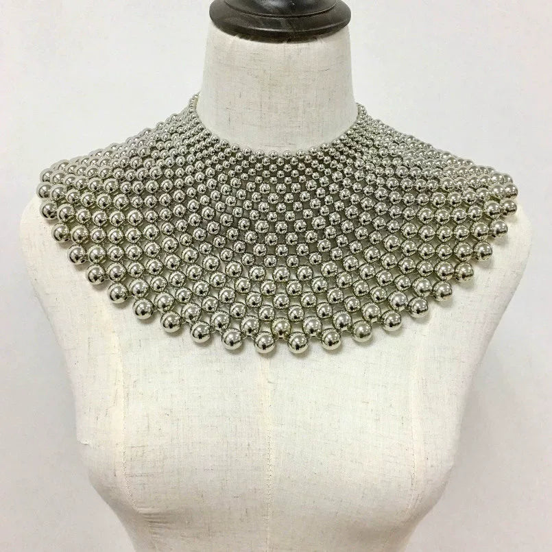 Exaggerated Metal Choker Necklace and Bracelet