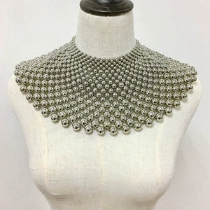 Exaggerated Metal Choker Necklace and Bracelet