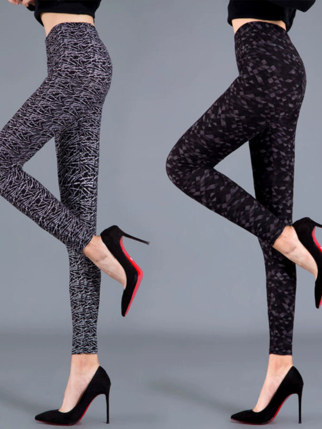 Black and White Rhombus Print Leggings