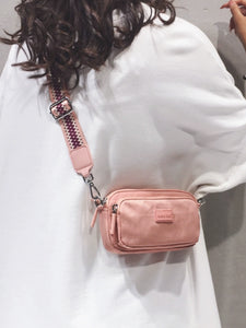 INS Nylon Cloth Color Wide Strap Crossbody Bag