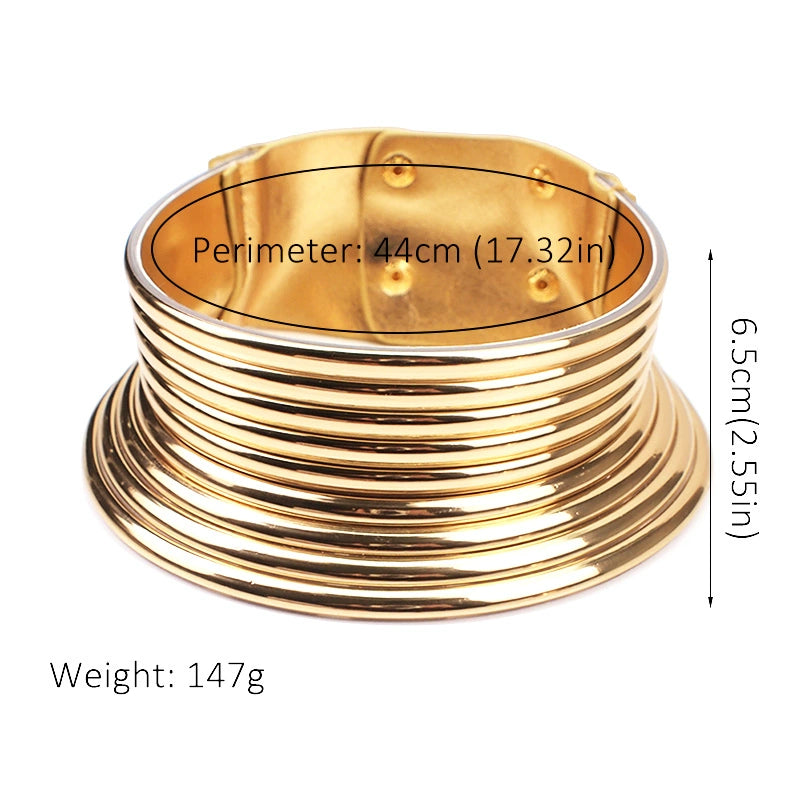 Exaggerated Metal Choker Necklace and Bracelet