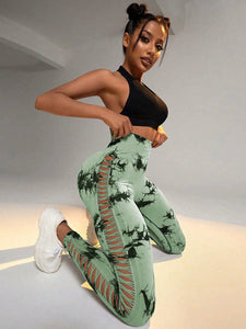 Cutout Hip Raise High Waist Leggings